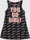 Vestito Bambina Estivo Nero e Rosa You Go Girl Vestitino in Cotone 95% Estate Abito Smanicato Corto Casual Bimba Stampato ABITO Piccole Canaglie - Tropea, Commerciovirtuoso.it