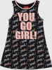 Vestito Bambina Estivo Nero e Rosa You Go Girl Vestitino in Cotone 95% Estate Abito Smanicato Corto Casual Bimba Stampato ABITO Piccole Canaglie - Tropea, Commerciovirtuoso.it