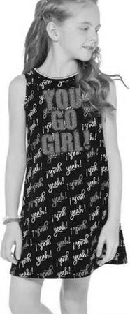 Vestito Bambina Estivo Nero e Rosa You Go Girl Vestitino in Cotone 95% Estate Abito Smanicato Corto Casual Bimba Stampato ABITO Piccole Canaglie - Tropea, Commerciovirtuoso.it