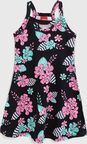 Vestito Bambina Estivo Nero Rosa Stampa Fiori Vestitino Corto Estate Bimba Abito Leggero Casual Abitino Leggero ABITO Piccole Canaglie - Tropea, Commerciovirtuoso.it