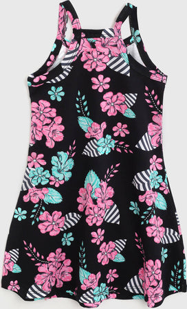 Vestito Bambina Estivo Nero Rosa Stampa Fiori Vestitino Corto Estate Bimba Abito Leggero Casual Abitino Leggero ABITO Piccole Canaglie - Tropea, Commerciovirtuoso.it
