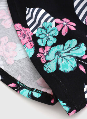Vestito Bambina Estivo Nero Rosa Stampa Fiori Vestitino Corto Estate Bimba Abito Leggero Casual Abitino Leggero ABITO Piccole Canaglie - Tropea, Commerciovirtuoso.it