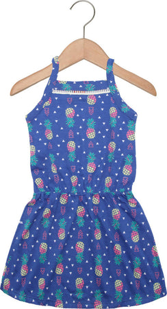 Vestito Bambina Estivo Stampato Multi Colore Vestitino Estate Casual Bimba Leggero 100% Cotone Abito Fantasia Ananas Abitino Corto con Elastico in Vita VESTITO Piccole Canaglie - Tropea, Commerciovirtuoso.it