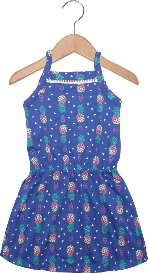 Vestito Bambina Estivo Stampato Multi Colore Vestitino Estate Casual Bimba Leggero 100% Cotone Abito Fantasia Ananas Abitino Corto con Elastico in Vita VESTITO Piccole Canaglie - Tropea, Commerciovirtuoso.it