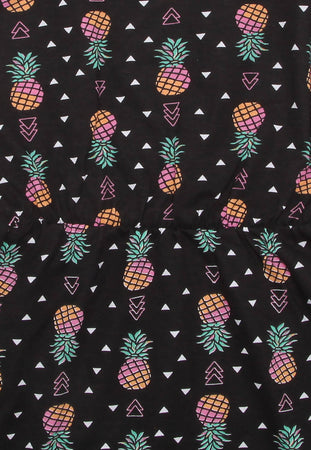 Vestito Bambina Estivo Stampato Multi Colore Vestitino Estate Casual Bimba Leggero 100% Cotone Abito Fantasia Ananas Abitino Corto con Elastico in Vita VESTITO Piccole Canaglie - Tropea, Commerciovirtuoso.it