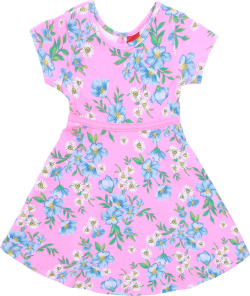 Vestito Bambina Fiori Rosa Estivo Vestitino Fiori Azzurri Multi Colore Fantasia Floreale Abito Estate Bimba Mezze Maniche Abitino Casual 96% Cotone ABITO Piccole Canaglie - Tropea, Commerciovirtuoso.it