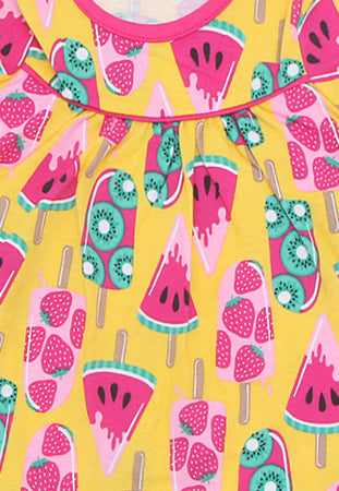 Vestito Bambina Giallo Rosa Colorato Estivo Vestitino Anguria Gelato Multi Colore Fantasia Abito Estate Bimba Mezze Maniche Abitino Casual 100% Cotone ABITO Piccole Canaglie - Tropea, Commerciovirtuoso.it