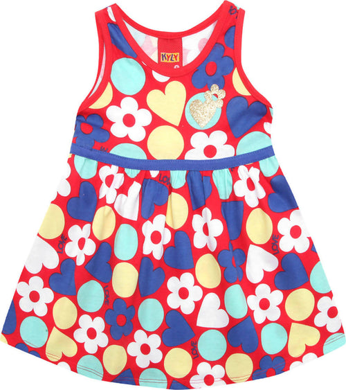 Vestito Bambina Stampato Colorato Estivo Vestitino Fiori e Cuori Rosso Blu Giallo Multi Colore Fantasia Abito Estate Bimba Abitino Casual 100% Cotone VESTITO Piccole Canaglie - Tropea, Commerciovirtuoso.it