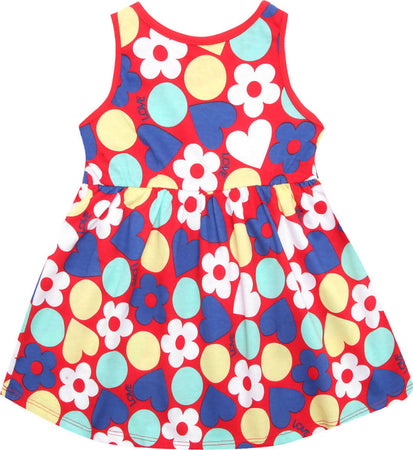 Vestito Bambina Stampato Colorato Estivo Vestitino Fiori e Cuori Rosso Blu Giallo Multi Colore Fantasia Abito Estate Bimba Abitino Casual 100% Cotone VESTITO Piccole Canaglie - Tropea, Commerciovirtuoso.it