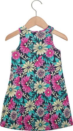 Vestito Bambina Stampato Colorato Estivo Vestitino Fiori Multi Colore Fantasia Abito Estate Bimba Abitino Casual 100% Cotone VESTITO Piccole Canaglie - Tropea, Commerciovirtuoso.it