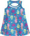 Vestito Estivo Bambina Azzurro Sirenetta Vestitino Estate Stampato Colorato Bimba Sirena Abitino Corto in Cotone Girocollo Senza Maniche Abito Casual Bambina ABITO Piccole Canaglie - Tropea, Commerciovirtuoso.it