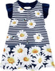 Vestito Estivo Bambina Bianco Blu Righe con Fiori Margherite Vestitino Estate Bimba 100% Cotone Abitino Stampato ABITO Piccole Canaglie - Tropea, Commerciovirtuoso.it