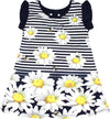 Vestito Estivo Bambina Bianco Blu Righe con Fiori Margherite Vestitino Estate Bimba 100% Cotone Abitino Stampato ABITO Piccole Canaglie - Tropea, Commerciovirtuoso.it
