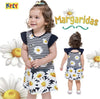 Vestito Estivo Bambina Bianco Blu Righe con Fiori Margherite Vestitino Estate Bimba 100% Cotone Abitino Stampato ABITO Piccole Canaglie - Tropea, Commerciovirtuoso.it