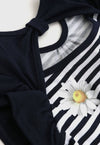 Vestito Estivo Bambina Bianco Blu Righe con Fiori Margherite Vestitino Estate Bimba 100% Cotone Abitino Stampato ABITO Piccole Canaglie - Tropea, Commerciovirtuoso.it