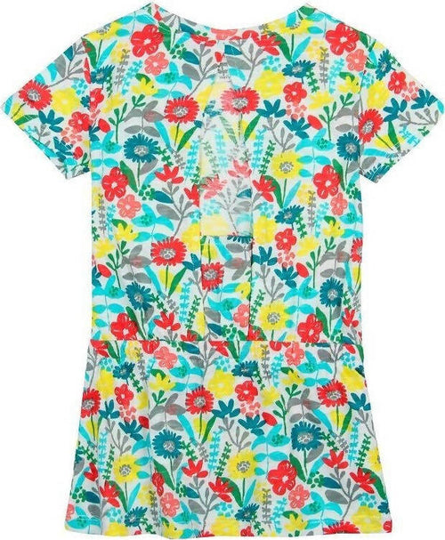 Vestito Estivo Bambina Fiori Multi Color 100% Cotone Mezze Maniche Girocollo Vestitino Bimba con Coulisse Abito Estate Girl fashion Abitino vestito bambina/ragazza Piccole Canaglie - Tropea, Commerciovirtuoso.it