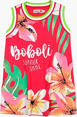 Vestito Estivo Bambina Multi Color Corallo Stampato Fiori