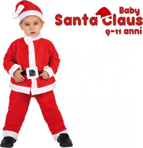 Vestito-Natalizio-Per-Bambino-9-11-Anni-Costume-+-Cappello-Babbo-Natale-Rosso