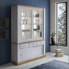 Vetrina Anthony67120 con 2 ante vetro e 3 cassetti colore rovere wotan e anderson pine stile shabby