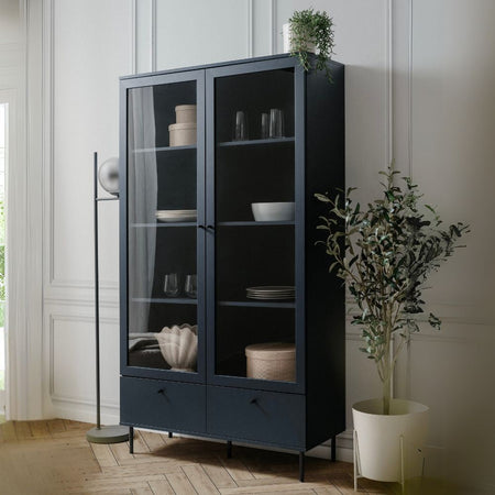 Vetrina Caracas 52A con 2 ante a vetrina e 2 cassetti colore navy blue