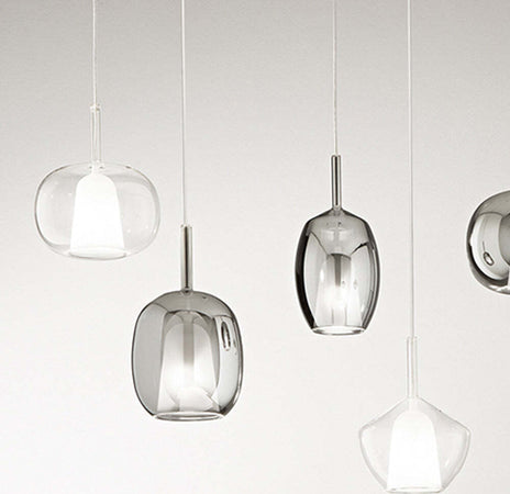 Vetro-Borosilicato-Contemporaneo-Rain-Fumè-Specchiato-D17,5-Senza-Rosone