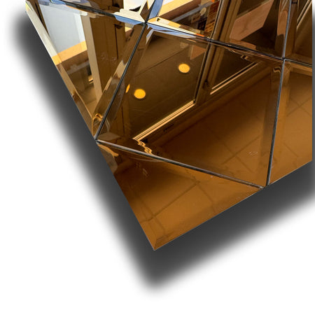 TOP di GAMMA! Piastrella autoadesiva in VETRO lucido ROMBI 30x30cm (sp. 3mm) color ORO, idrofobo.