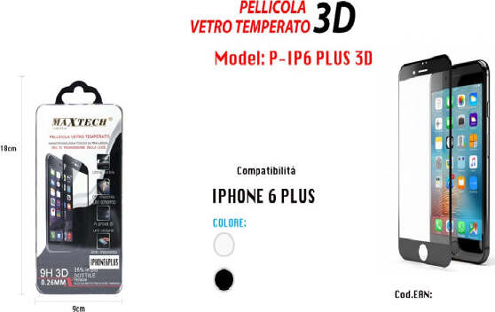 Vetro-Temperato-3d-Proteggi-Schermo-Pellicola-Per-Iphone-6-Plus-Maxtech-P-ip6-Plus-3d