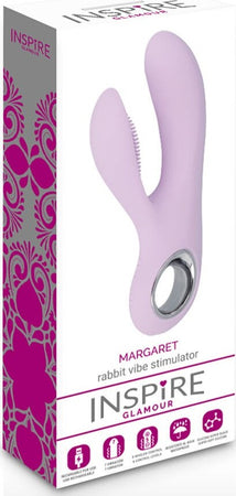 Vibratore Rabbit in Silicone Lilla Impermeabile Inspire Glamour Margaret Rabbit Mallow 7 funzioni di vibrazione + 5 controlli di velocità + memoria di funzioni che memorizza i tuoi ritmi preferiti Salute e cura della persona/Erotismo e contraccezione/Sex toys/Vibratori/Vibratori Rabbit Kondorama - Martinsicuro, Commerciovirtuoso.it