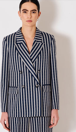 Vicolo-Giacca-Da-Abito-Blazer-Donna-Gessata-Con-Strass-Doppio-Petto-Con-Strass