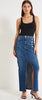 Vicolo-Gonna-Di-Jeans-Denim-Blu-Giusy-Lunga-Con-Bottoni-Oro-E-Zip