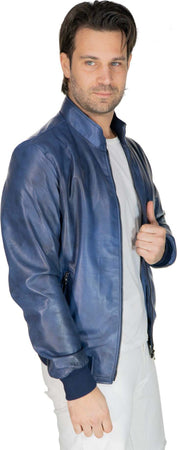 Victor---Bomber-Uomo-Blu-in-vera-pelle