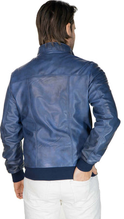 Victor---Bomber-Uomo-Blu-in-vera-pelle