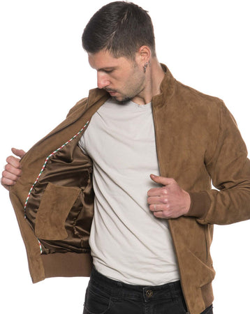 Victor---Bomber-Uomo-Miele-in-vera-pelle-di-camoscio