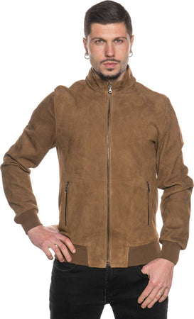 Victor---Bomber-Uomo-Miele-in-vera-pelle-di-camoscio