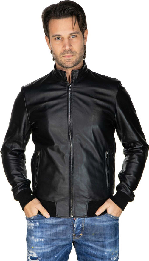 Victor---Bomber-Uomo-Nero-in-vera-pelle