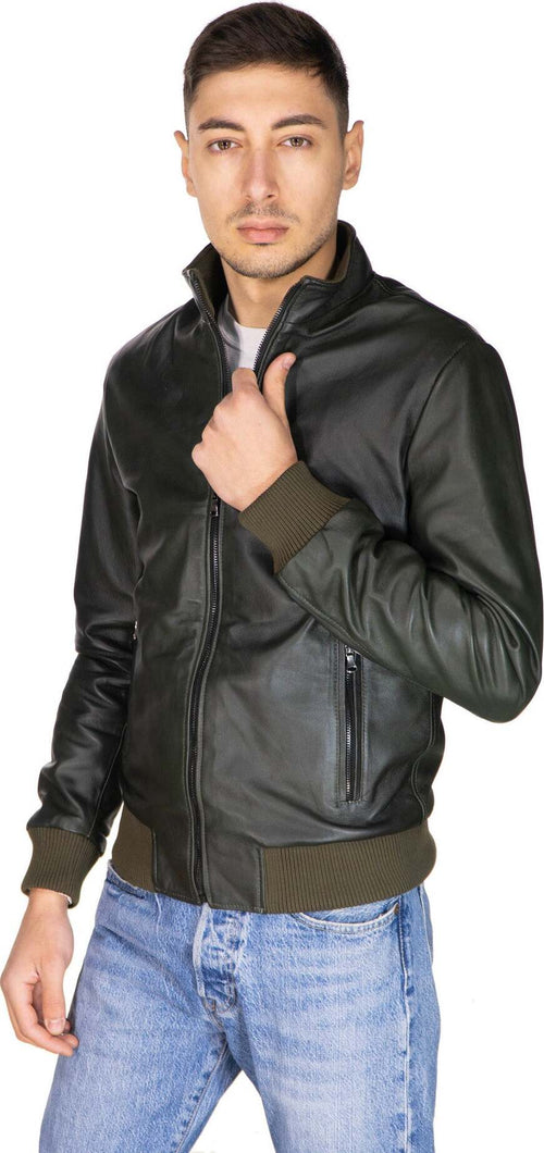 Victor---Bomber-Uomo-Verde-in-vera-pelle