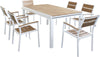 VIDUUS---set-tavolo-160/240x95-struttura-in-alluminio-bianco-compreso-di-6-sedute-Bianco-Milani-Home