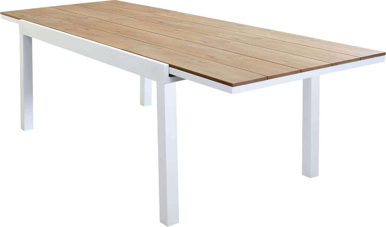 VIDUUS---set-tavolo-160/240x95-struttura-in-alluminio-bianco-compreso-di-8-sedute-Bianco-Milani-Home
