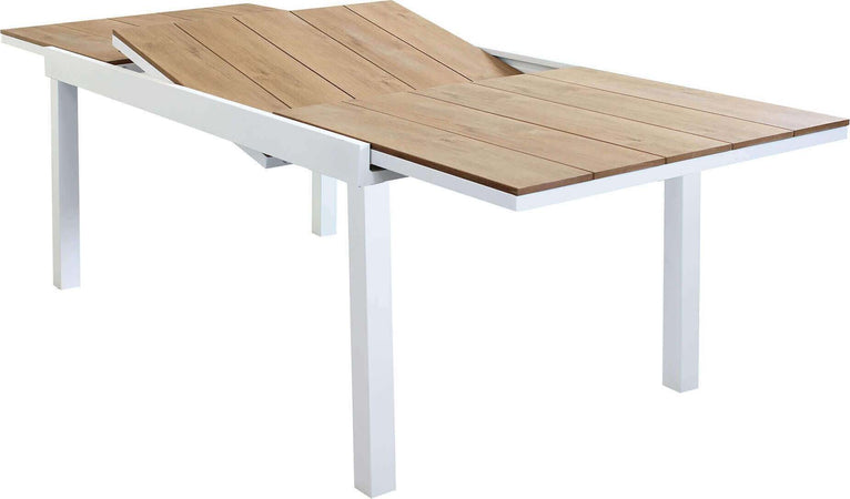 VIDUUS---set-tavolo-160/240x95-struttura-in-alluminio-bianco-compreso-di-8-sedute-Bianco-Milani-Home