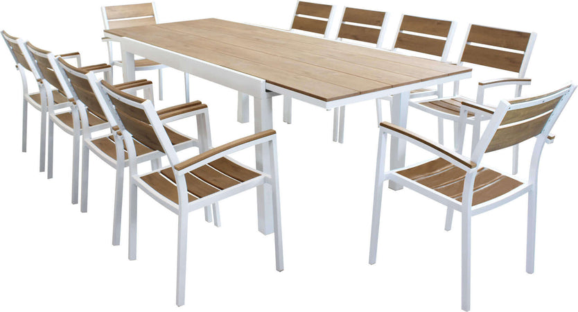 VIDUUS---set-tavolo-200/300x95-struttura-in-alluminio-compreso-di-10-sedute-Bianco-Milani-Home