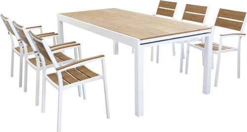 VIDUUS---set-tavolo-200/300x95-struttura-in-alluminio-compreso-di-6-sedute-Bianco-Milani-Home
