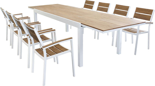 VIDUUS---set-tavolo-200/300x95-struttura-in-alluminio-compreso-di-8-sedute-Bianco-Milani-Home