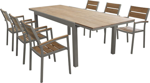 VIDUUS---set-tavolo-in-alluminio-cm-160/240x95x75-h-con-6-sedute-Taupe-Milani-Home