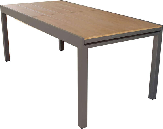 VIDUUS---set-tavolo-in-alluminio-cm-160/240x95x75-h-con-6-sedute-Taupe-Milani-Home