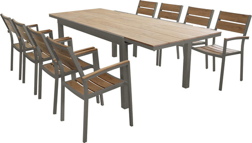 VIDUUS---set-tavolo-in-alluminio-cm-160/240x95x75-h-con-8-sedute-Taupe-Milani-Home