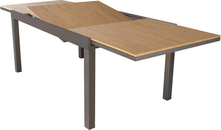 VIDUUS---set-tavolo-in-alluminio-cm-160/240x95x75-h-con-8-sedute-Taupe-Milani-Home