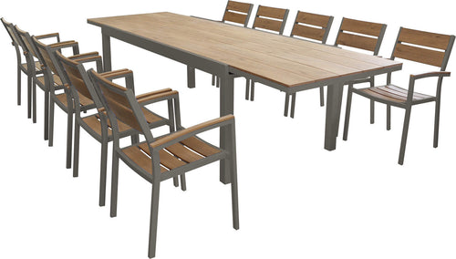 VIDUUS---set-tavolo-in-alluminio-cm-200/300x95x75-h-con-10-sedute-Taupe-Milani-Home