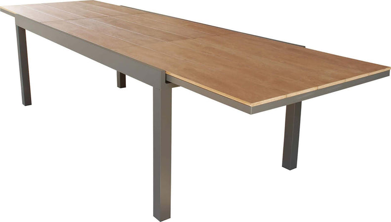 VIDUUS---set-tavolo-in-alluminio-cm-200/300x95x75-h-con-8-sedute-Taupe-Milani-Home