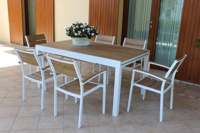VIDUUS---tavolo-da-giardino-allungabile-in-alluminio-e-polywood-200/300x95-Bianco-Milani-Home