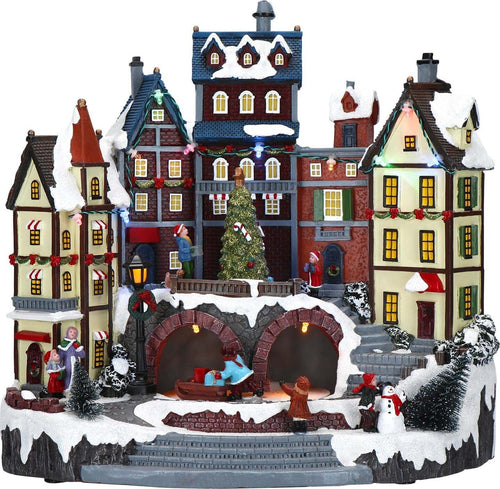 Villaggio-natalizio-con-adattatore-e-luci-Led-per-decorazioni-natalizie